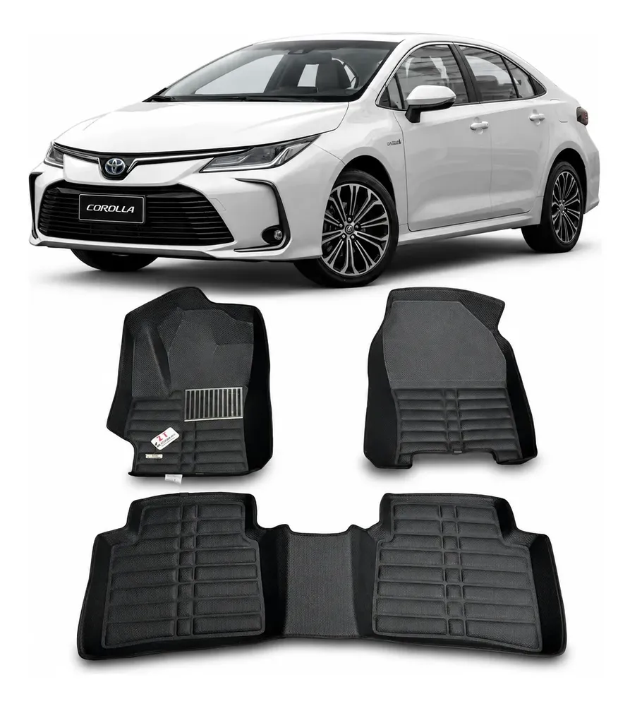 Kit de tapete bandeja impermeável para Toyota Corolla XEi e GLi 2020 a 2026, jogo completo em couro sintético preto