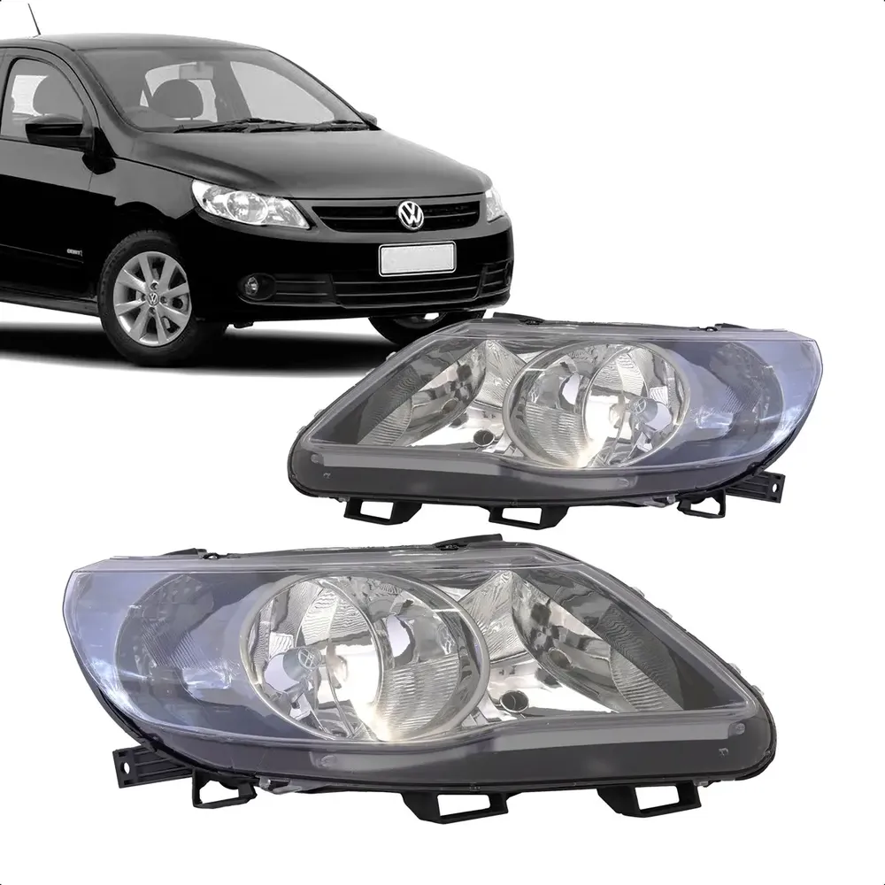 Farol do Volkswagen Gol G5 2009 a 2012, foco duplo com chapéu cromado